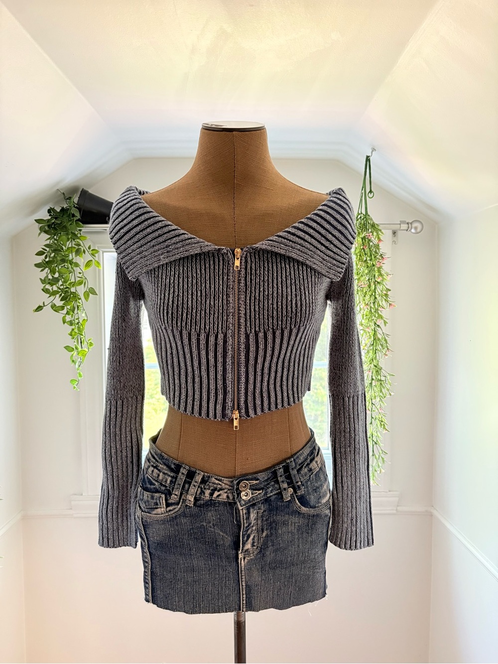 FashionNova Off the Shoulder Sweater - Blue & Navy